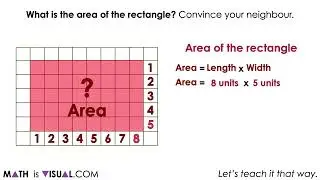 Visualizing Area of a Rectangle Using The Array Model | Visual Number Talk | Area Measurement