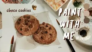 Watercolor Food Illustration Choco Cookies 🍪 | Paint With Me #24 | Indonesia