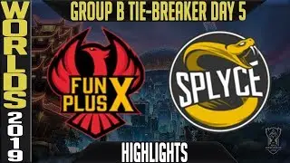 FPX vs SPY Highlights TIE-BREAKER | S9 Worlds 2019 Group B Day 5 | FunPlus Phoenix vs Splyce