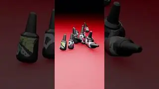 Animation of falling nail polishes and touching each other made in Blender