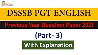 DSSSB PGT ENGLISH PYQ 2021 || DSSSB PGT ENGLISH PREVIOUS YEAR QUESTION PAPER || PGT ENGLISH MCQ