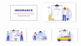 Flat Vector Insurance Policy Animation Scene After Effects