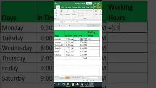 Calculate working hours in MS Excel