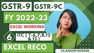 Part-6 |GSTR-9 & 9C |FY 2022 23| how to file with excel Working Calculation sheet| Ca.Rakesh Roshan|