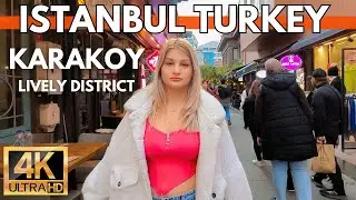 ISTANBUL TURKEY CITY CENTER 4K WALKING TOUR IN KARAKOY LIVELY DISTRICT-RESTAURANTS,BARS,STREET FOODS