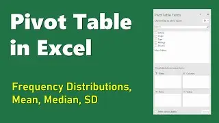 Pivot Table in Excel -Frequency Distributions, Mean, Median, SD - A1#4,11