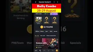 28 August & 29 August Daily Combo Hamster Kombat||Hamster Kombat Daily Combo Card Today||#dailycombo