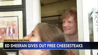 Singer Ed Sheeran surprises fans with pop-up cheesesteak giveaway