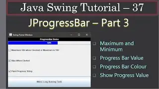 JProgress With Bar Color and Progress Label | Part 3 Eclipse Demo | Swing Tutorial #37