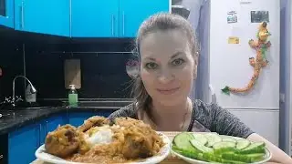 МУКБАНГ ЧАХОХБИЛИ С КУРИЦЕЙ И РИСОМ/MUKBANG  ЕДА ОБЖОР