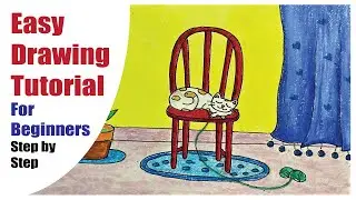 How to draw a Cat / Easy drawing for kids / cat drawing / Oil pastel / Easy drawing for beginners /