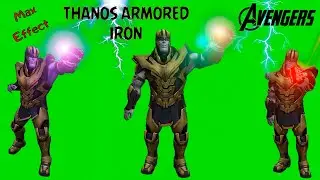 Футаж Thanos Armored Iron  плюс его суперспособности на зеленом фоне.