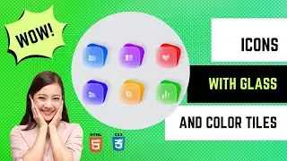 Icons With Glass and Color Tiles using HTML CSS: Elevate Your Design #html #csstutorial #css
