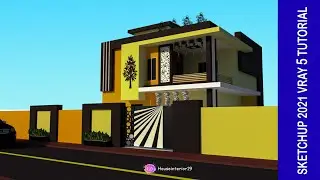 SKETCHUP IT | House Exterior Design tutorial | Sketchup tutorial V-Ray 5 render