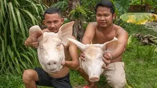 Cooking Pigs Head Eating Delicious In My Village