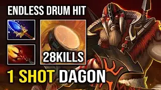 WTF 1 Shot Endless Drums of Slom LEVEL 5 Dagon Beastmaster 1v5 Carry Dota 2