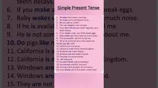 Present Tense Sentences For Daily Use In English #english #englishgrammar #tenses