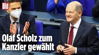 Hier nimmt Olaf Scholz die Wahl zum Bundeskanzler an | Kanzlerwahl im Bundestag