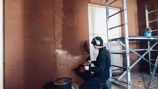 Renovation: more clay wall 2nd layer | Timelapse