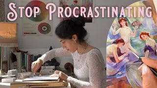 Overcome Procrastination & Fear of Failure 🌀 Gouache Painting, Beach Visit & New Skills ✨ Art Vlog