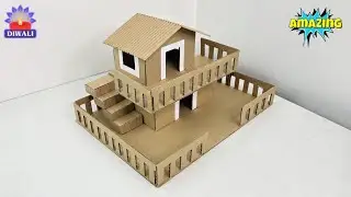 Diwali Cardboard House Model | How To Make A Cardboard House For Deepawali - Aman Crafts