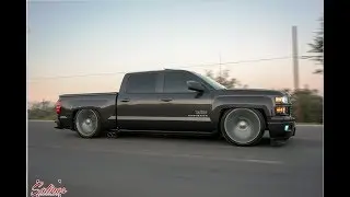 SUPER CLEAN BAG SET UP on a 2014 Chevy Silverado riding super low on 24 inch TBSS replicas!