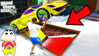 Franklin Found A SECRET LUXURY ROOM Under Franklin Car in GTA 5 | SHINCHAN and CHOP