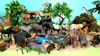 Waterhole Diorama Sets for Safari Animals and Dinosaur Figurines