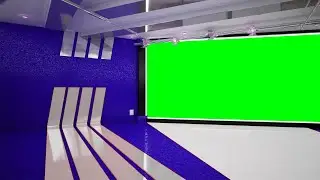 Stripes Blue Studio with Large Screen in  Backgrounds - Green Screen  - 4K | FREE TO USE | iforEdits