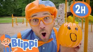 Blippi Visits the Pumpkin Playground! | 2 Hours of Blippi Halloween | Educational Videos for Kids