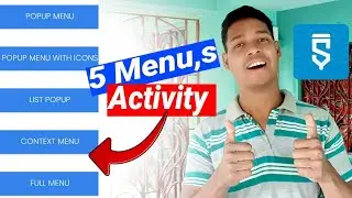 popup menu,popup menu with icon, list popup menu ,context menu, full menu Activity in sketchware
