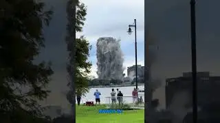 Epic Controlled Demolition: Tall Building Implodes with Precision Explosives!