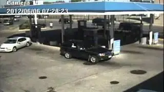 Idiot Backs Into Gas Pump