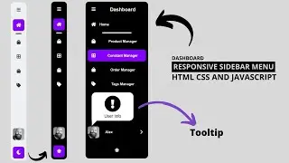 Responsive Sidebar Navigation Menu in HTML CSS And JavaScript | Dashboard Sidebar Menu