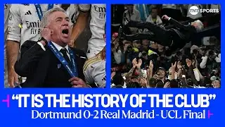 REACTION: Carlo Ancelotti reacts after Real Madrid win the Champions League against Dortmund 🤍