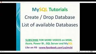 MySQL Tutorials | Create or Drop databases in MySQL