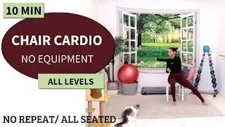 10 MIN SEATED CHAIR CARDIO WORKOUT / NO EQUIPMENT / ALL SEATED / JOINT FRIENDLY / NO REPEAT!