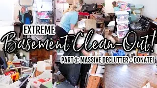 📦 EXTREME! HOARDER BASEMENT CLEAN-OUT! MASSIVE DECLUTTER, DONATE, TRASH! / DREAM BASEMENT MAKEOVER