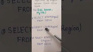 SQL query to remove white spaces from right and left side of Region column l RTRIM() LTRIM() #shorts