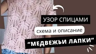 Узор спицами. Схема и описание ажурного узора медвежья лапки