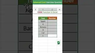 CODE function in excel | CODE formula in excel | excel interview questions excel tips and tricks