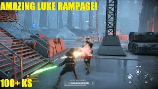 Star Wars Battlefront 2 - THIS IS HOW YOU PLAY LUKE! Amazing Luke 100+ killstreak! Galactic assault