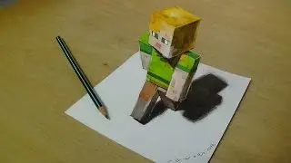 How to Draw Alex from Minecraft - Drawing 3D Alex - VamosART