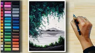 Tricks To Draw Black & White and Realistic LEAVES 🍃 (step by step) Tutorial - Soft Pastel Drawing