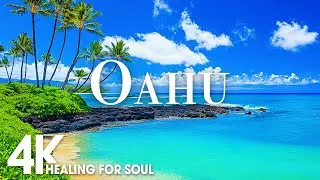 OAHU NATURE in 4K UHD Drone Film + Relaxing Piano Music for Stress Relief, Sleep, Spa, Yoga, Cafe