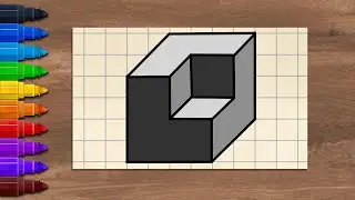 Easy Drawing Tricks with Old Checkered Paper cube minus cube