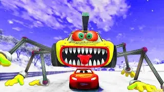 Epic Escape From The Lightning McQueen Music Man Eater & Cyborg Spider Eater | McQueen VS McQueen