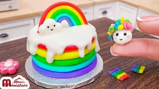 Colorful Miniature Rainbow Unicorn Cake Decorating by Miniature Cooking | ASMR Cooking Mini Food