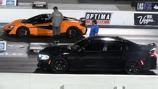 Hellcat vs McLaren - Domestic vs Import drag racing