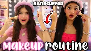 COPYING MY 15 YEAR OLD SISTERS MAKEUP ROUTINE HANDCUFFED!!!